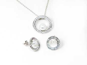 Silver Jewelry Set with CZ 